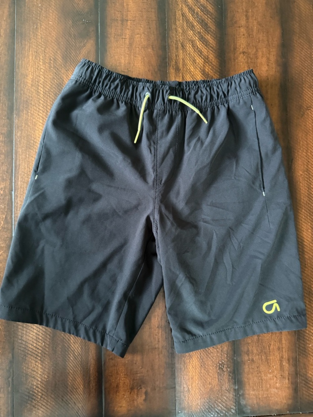 GAP Boys Black Swim Trunks with Lime Drawstring